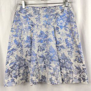 Ark & Co Skirt Womens Size Medium Purple Metallic Floral Tapestry A-Line Pleated